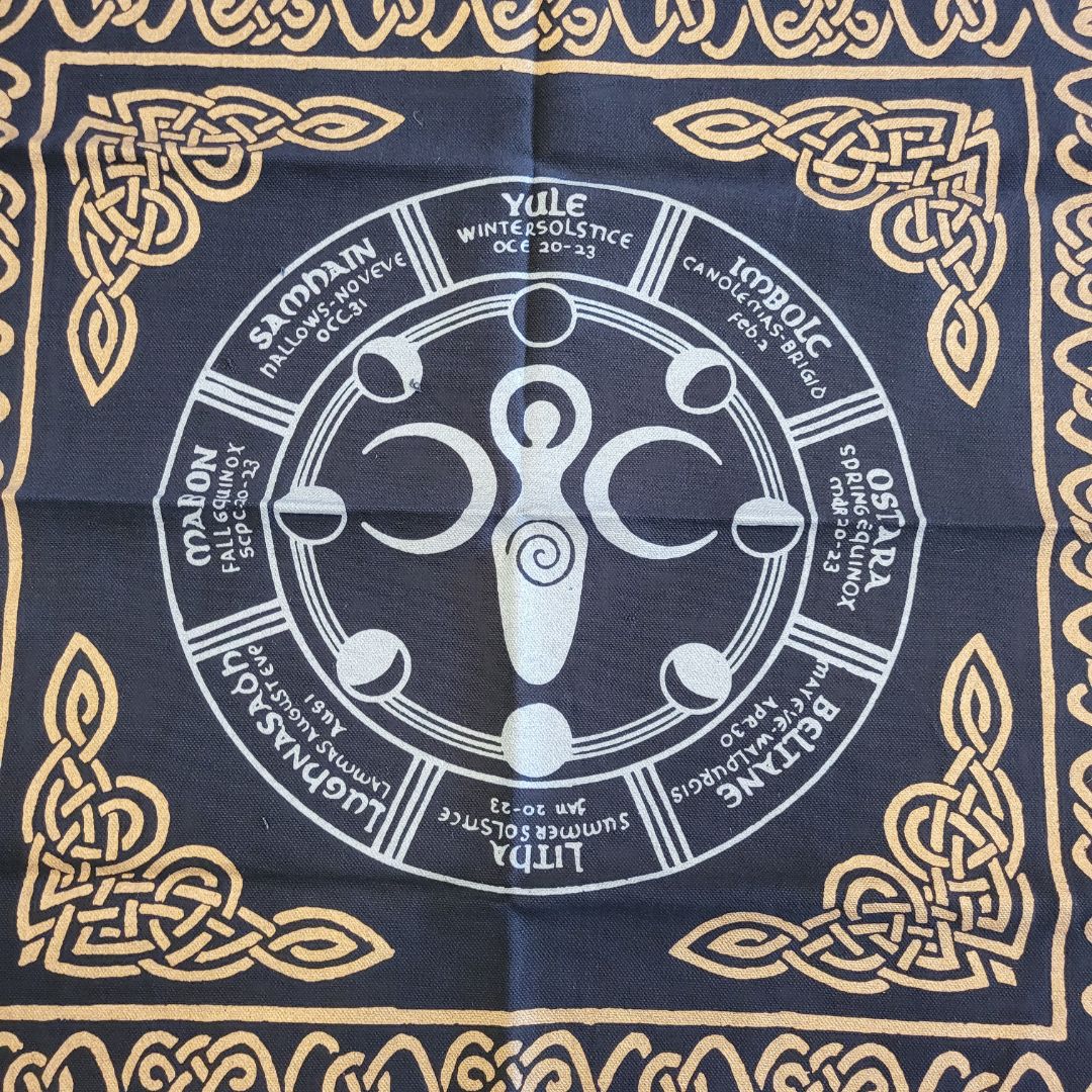 Silk altar cloth, Lammas altar cloth, pagan wheel of the year late summer, 16 by 72 inches, Large good silk scarf, pentagram, tarot cloth, wiccan